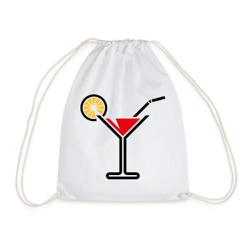 Cocktail / Cocktailglas / Martini (Bold / Rot) - Turnbeutel - Weiß - Vorne
