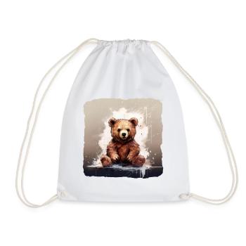 Ours en peluche brun - Sac de sport léger - blanc - Devant