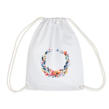 Colorful, flower wreath, customizable - Drawstring Bag - white - Front