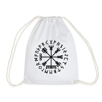 Organischer Vegvísir: Wikingerkompass - Turnbeutel - Weiß - Vorne