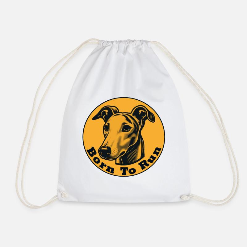 Whippet Born to Run - Drawstring Bag - white