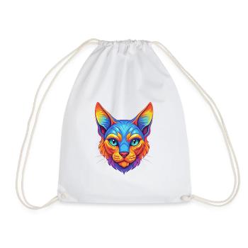 German Rex Cat Breed Cartoon Kawaii Animal Pet - Drawstring Bag - white - Front