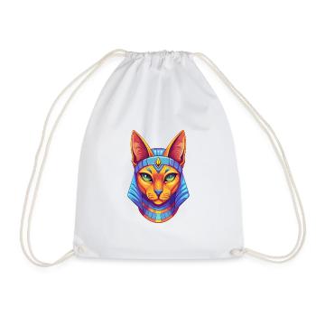 Arabian Egyptian Mau Cat Breed Cartoon Kawaii Anim - Drawstring Bag - white - Front