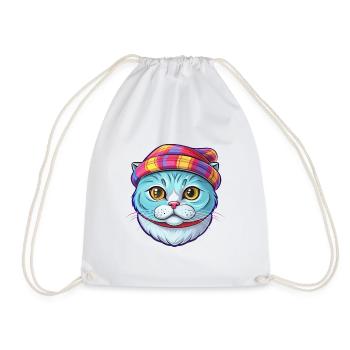 Schottische Falten Katze Rasse Karikatur Kawaii Tier Haustier - Turnbeutel - Weiß - Vorne