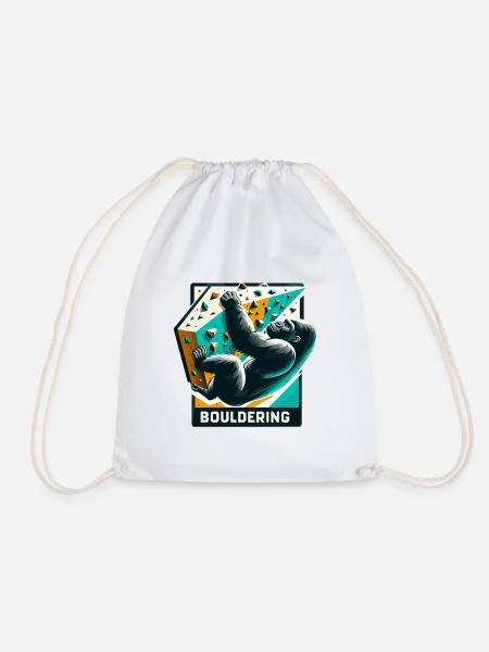 Bouldern Gorilla Geschenk - Turnbeutel - Weiß