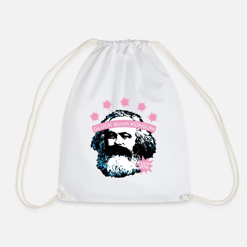 Glück durch Konsum – Bearded Icon - Turnbeutel - Weiß