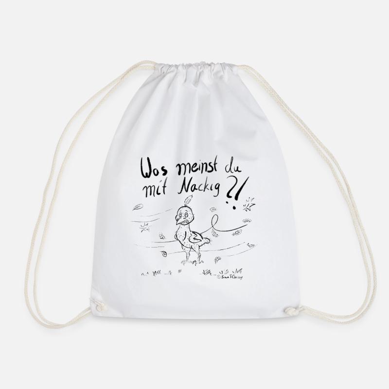 A Moulting Bird in the Autumn Wind - Drawstring Bag - white