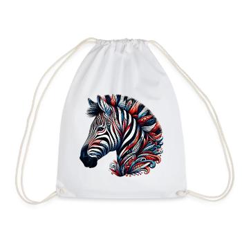 Zebra - Drawstring Bag - white - Front