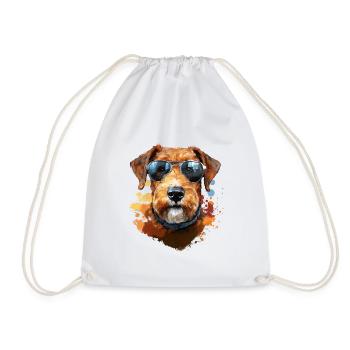 Airedale Terrier avec lunettes de soleil - Sac de sport léger - blanc - Devant