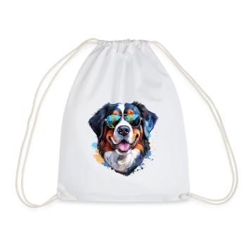 Bouvier bernois avec lunettes de soleil - Sac de sport léger - blanc - Devant