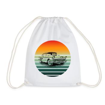 Vintage Classic Car Sunset Lines - Drawstring Bag - white - Front