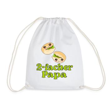 2. Kind - Zweifacher Papa Vater - Turnbeutel - Weiß - Vorne