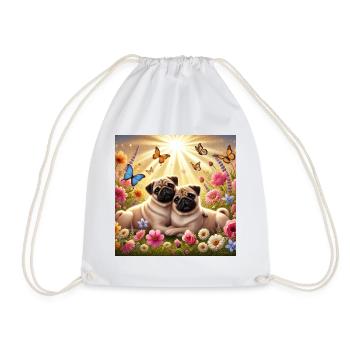 Sky-Shifting Pug Dog Lovers Design - Drawstring Bag - white - Front