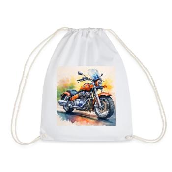 Bold Retro Motorcycle Design - Drawstring Bag - white - Front