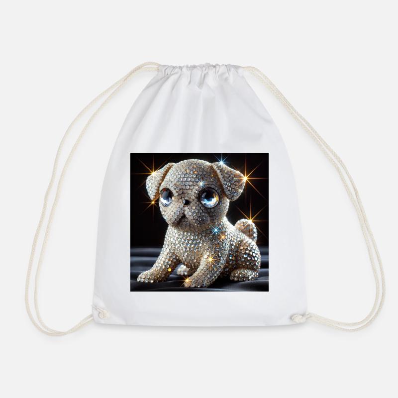 Funkelnder Hund im Diamant-Look - Turnbeutel - Weiß