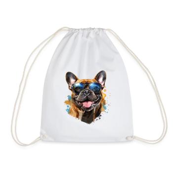 Frenchie with sunglasses - Drawstring Bag - white - Front