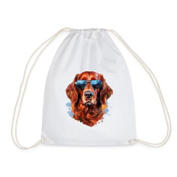 Irish Setter mit Sonnebrille - Turnbeutel - Weiß - Vorne