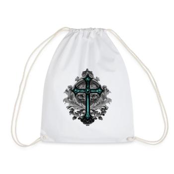 Grabstein-Ornament, Kreuze, gothic design - Turnbeutel - Weiß - Vorne