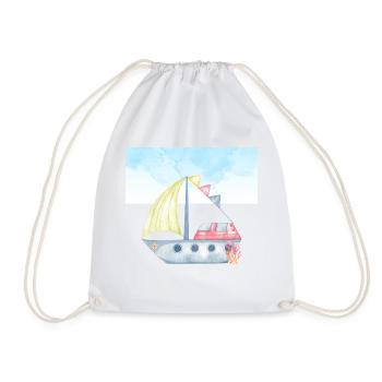 Watercolour Sailboat Illustration - Nautical Theme - Drawstring Bag - white - Front