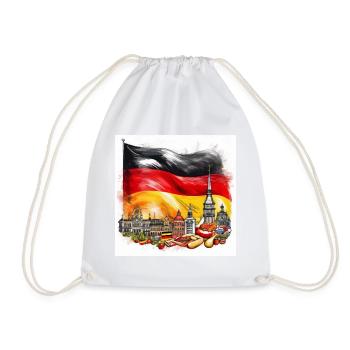 German Flag and Iconic Landmarks - Drawstring Bag - white - Front