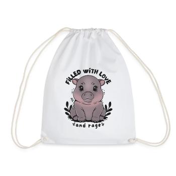 Hippo Filled with Love and Rage - Drawstring Bag - white - Front