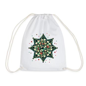 great poinsettia in geometric style - Drawstring Bag - white - Front