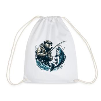Ours Pêche Pêcheur Poisson Cadeau - Sac de sport léger - blanc - Devant