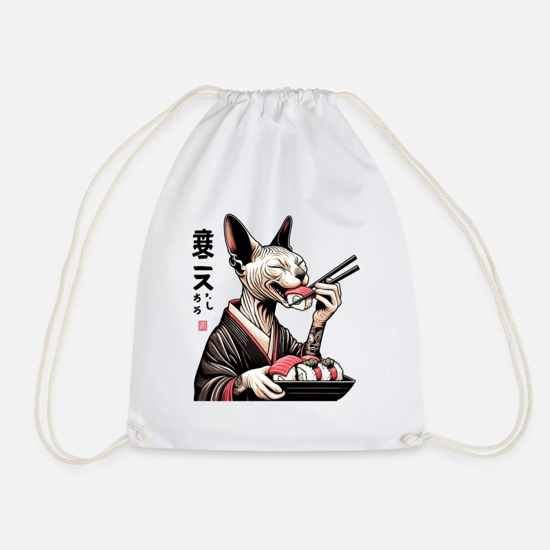 Sushi Sphynx Katze Maki Kimono Geschenk - Turnbeutel - Weiß