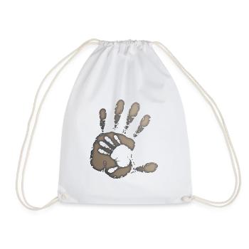 HANDS - GREY - Drawstring Bag - white - Front