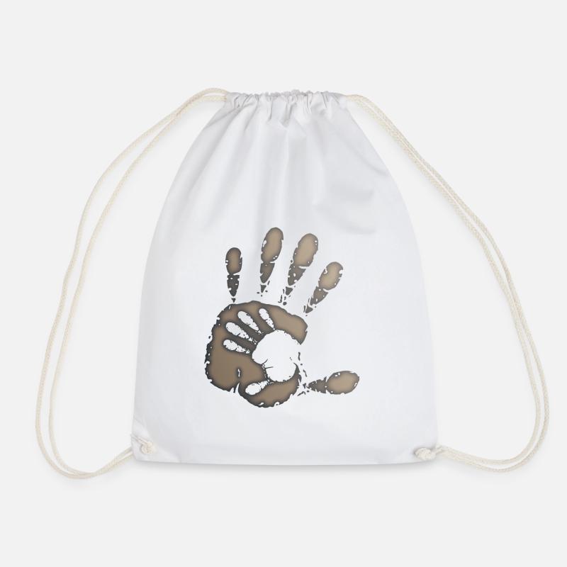 HANDS - GREY - Drawstring Bag - white
