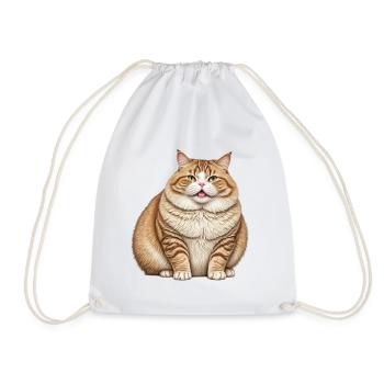 Fat Cat - Drawstring Bag - white - Front