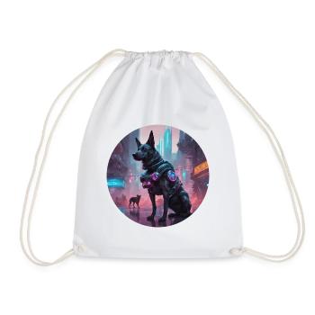 A Cyberpunk Dog - Drawstring Bag - white - Front