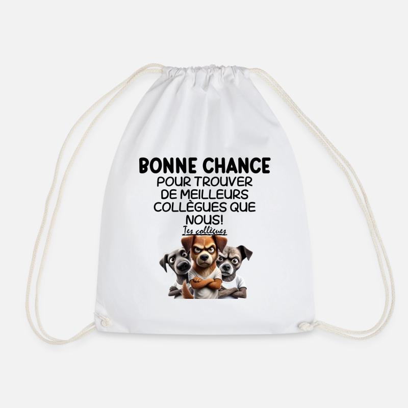 Cartoon disgruntled dog trio - Drawstring Bag - white