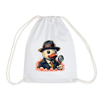 Detective Rubber Duck Relaxing In Bubble Bath - Drawstring Bag - white - Front