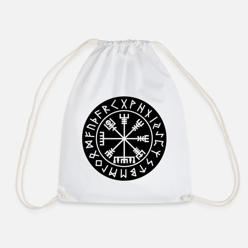 Vegvisir schwarzer Runenkreis - Turnbeutel - Weiß