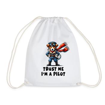 Jack Russell Terrier Pilot - Drawstring Bag - white - Front