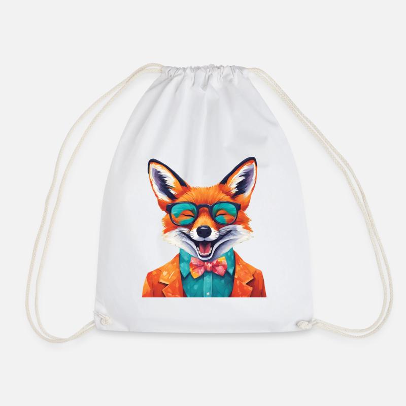 Lebendiger Fuchs in stilvoller Kleidung - Turnbeutel - Weiß
