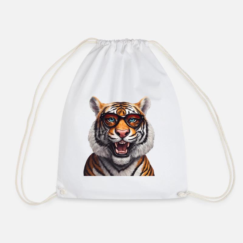 Intelligenter Tiger mit Brille Design - Turnbeutel - Weiß