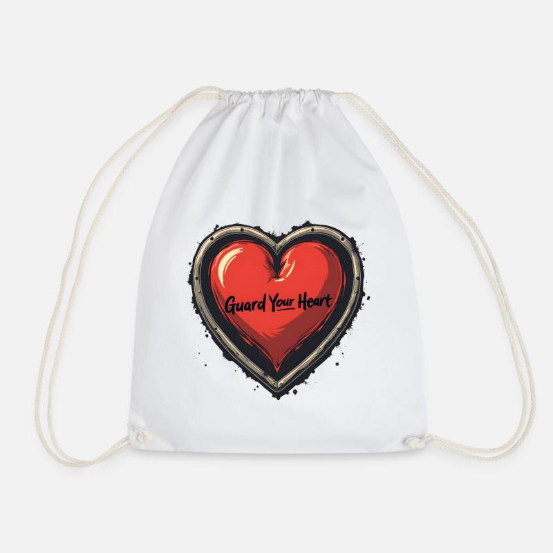 Guard Your Heart - Drawstring Bag - white