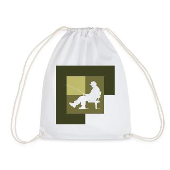 Fishing Fisherman Fishing Rod - Drawstring Bag - white - Front