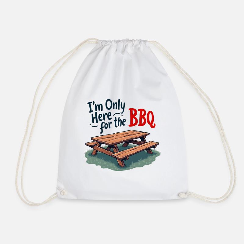 Only Here for the BBQ - Drawstring Bag - white