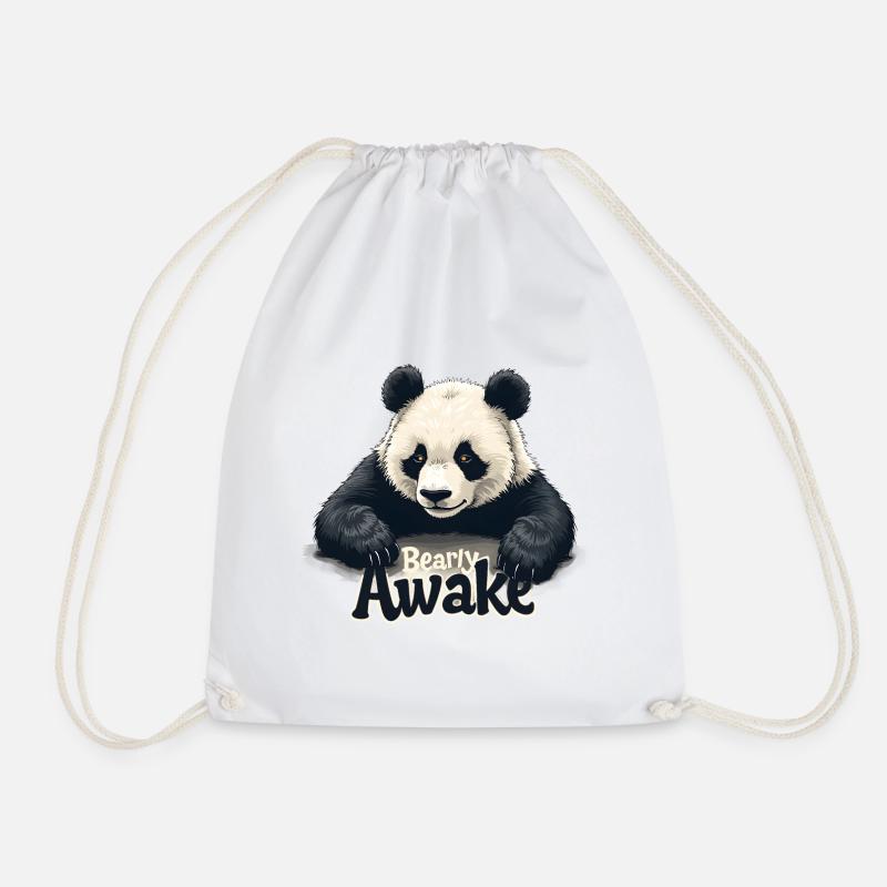 Bearly Awake - Drawstring Bag - white