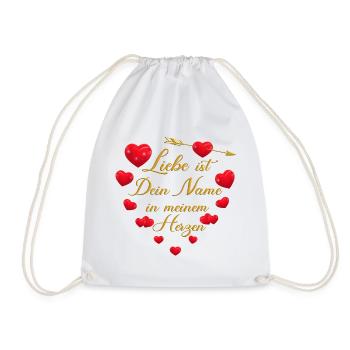 Romantisches Herz-Design - Liebe ist dein Name - Turnbeutel - Weiß - Vorne
