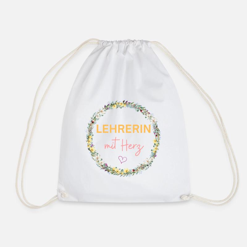Teacher with heart! Customizable design - Drawstring Bag - white