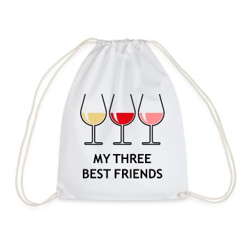 My Three Best Friends (Wein Bauchig Offen) - Turnbeutel - Weiß - Vorne