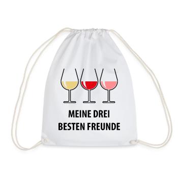 Meine Drei Besten Freunde (Wein Bauchig Offen) - Turnbeutel - Weiß - Vorne