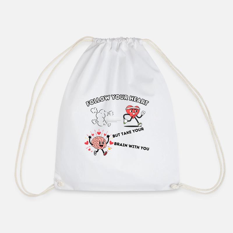 Follow your Heart - Drawstring Bag - white