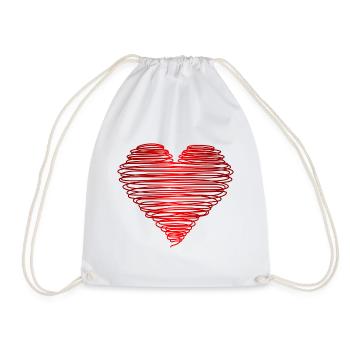 motiv_herz_rot - Drawstring Bag - white - Front