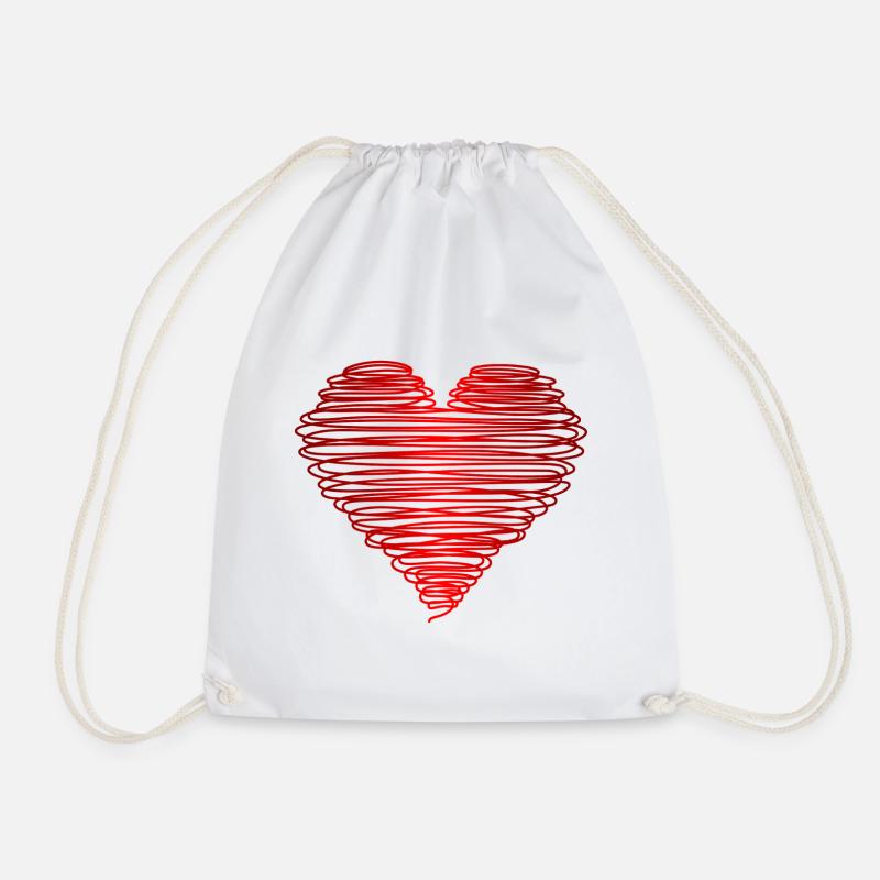 motiv_herz_rot - Drawstring Bag - white