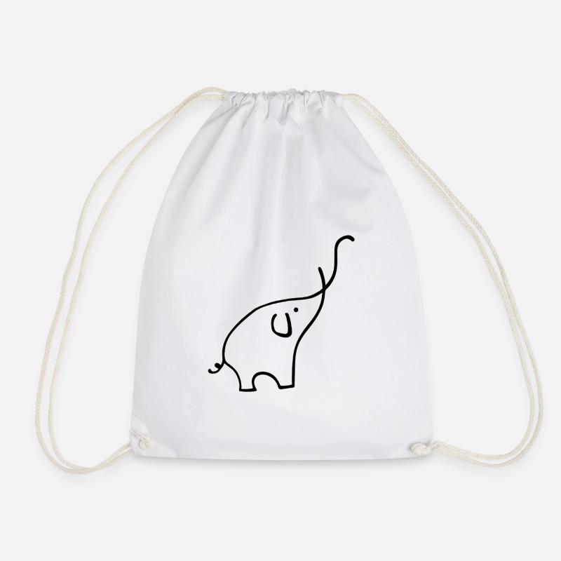 Elephant - Drawstring Bag - white